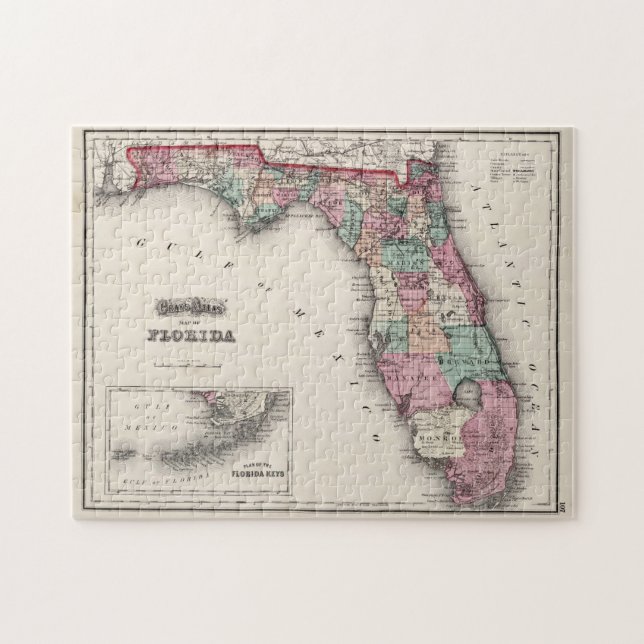 Vintage Map of Florida (1873) Jigsaw Puzzle (Horizontal)