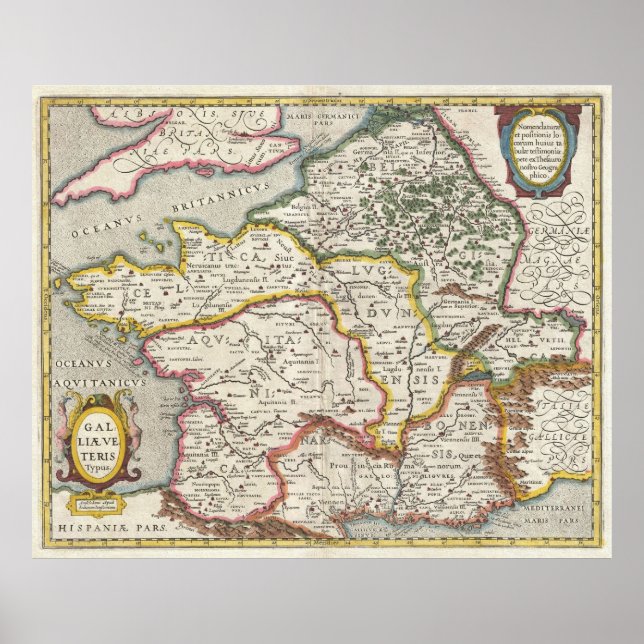 Vintage Map of France (1657) Poster (Front)