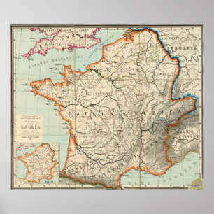 Vintage Map of France (1887) Poster