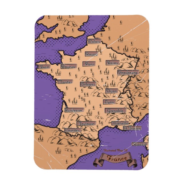 Vintage Map of France Magnet (Vertical)