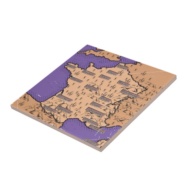 Vintage Map of France Tile (Side)