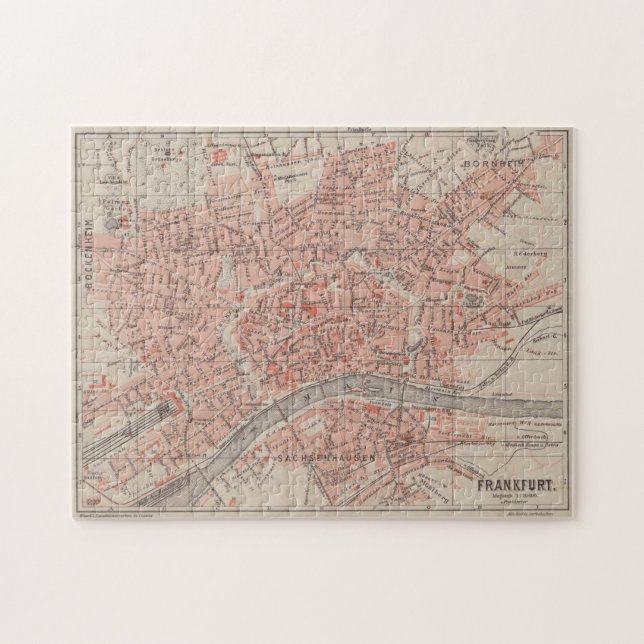 Vintage Map of Frankfurt Germany (1900) Jigsaw Puzzle (Horizontal)