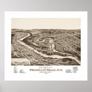Vintage map of Franklin NH from 1884 Poster