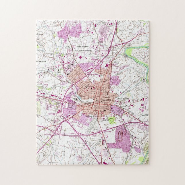 Vintage Map of Frederick Maryland (1953) Jigsaw Puzzle (Vertical)
