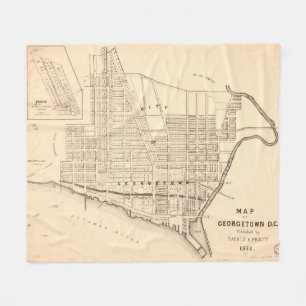 Vintage Map of Georgetown (Washington D.C.) 1876 Fleece Blanket