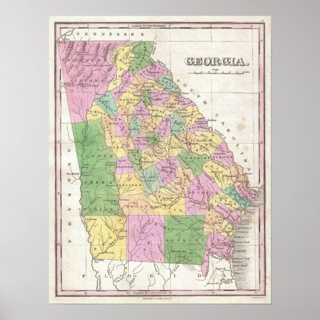 Vintage Map of Georgia (1827) Poster (Front)