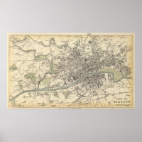 Vintage Map of Glasgow Scotland (1872)