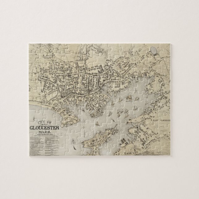 Vintage Map of Gloucester Massachusetts (1873) Jigsaw Puzzle (Horizontal)