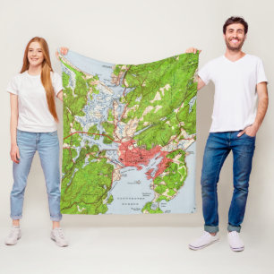 Vintage Map of Gloucester Massachusetts (1949) Fleece Blanket