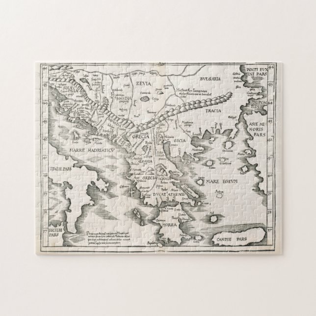 Vintage Map of Greece (1525) Jigsaw Puzzle (Horizontal)