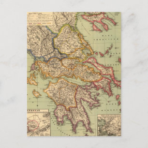 Vintage Map of Greece (1903) Postcard