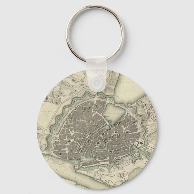 Vintage Map of Hamburg Germany (1841) Keychain (Front)