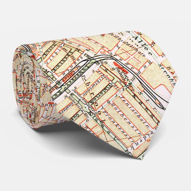 Vintage Map of Hamburg Germany (1890) Tie (Rolled)