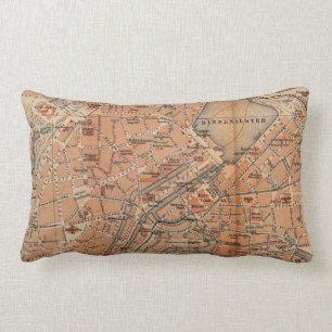 Vintage Map of Hamburg Germany (1910) Lumbar Pillow