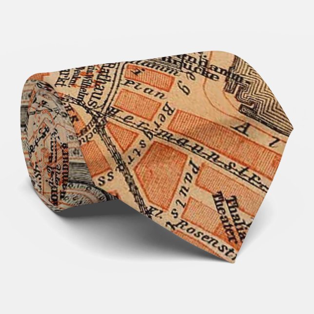 Vintage Map of Hamburg Germany (1910) Tie (Rolled)