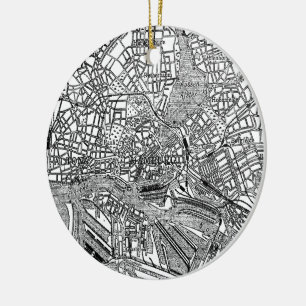 Vintage Map of Hamburg Germany (1911) Ceramic Ornament