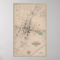 Vintage Map of Harrisonburg Virginia (1877)