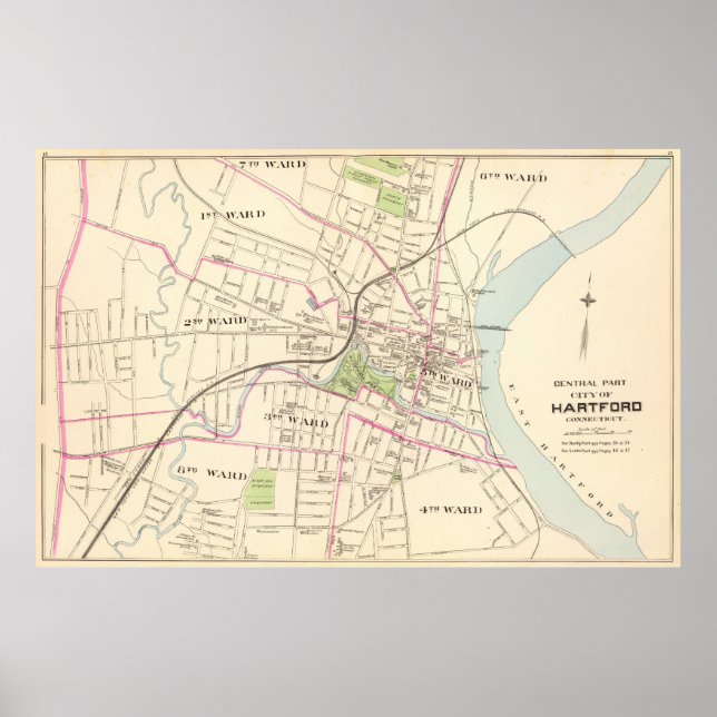 Vintage Map of Hartford Connecticut (1893) Poster (Front)