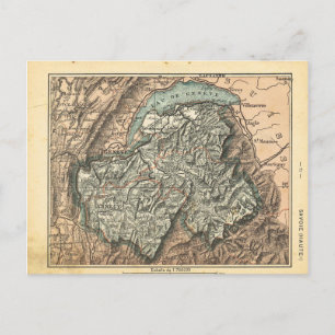 Vintage map of Haut Savoie, France Postcard