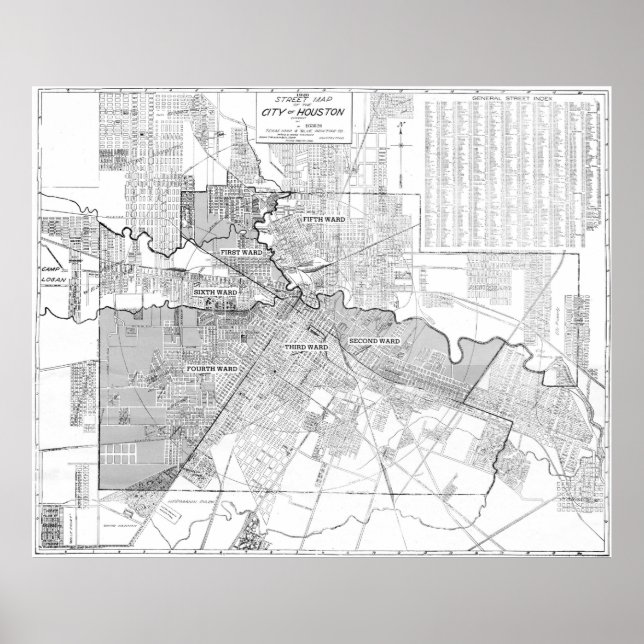Vintage Map of Houston (1920) Poster (Front)