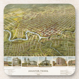 Vintage Map of Houston Texas (1891) Coaster