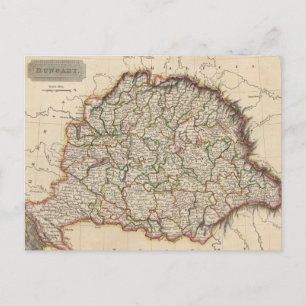 Vintage Map of Hungary (1817) Postcard