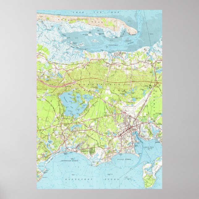 Vintage Map of Hyannis Massachusetts (1961) Poster (Front)