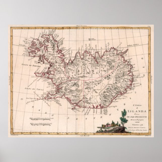 Vintage Map of Iceland (1781) Poster (Front)
