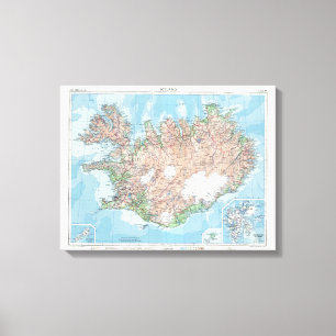 Vintage Map of Iceland Canvas Print
