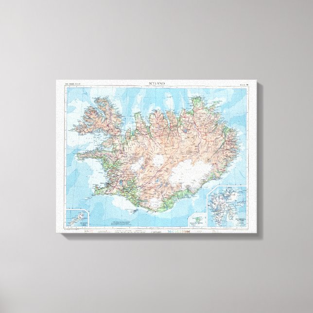 Vintage Map of Iceland Canvas Print (Front)