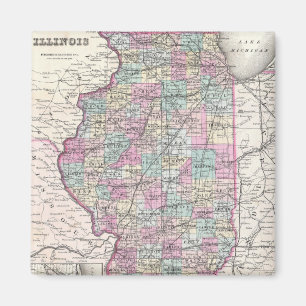 Vintage Map of Illinois (1855) Magnet