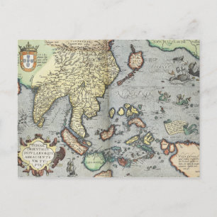 Vintage Map of India   1592 Postcard