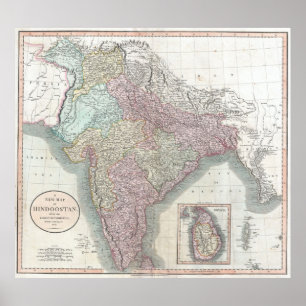 Vintage Map of India (1806) Poster