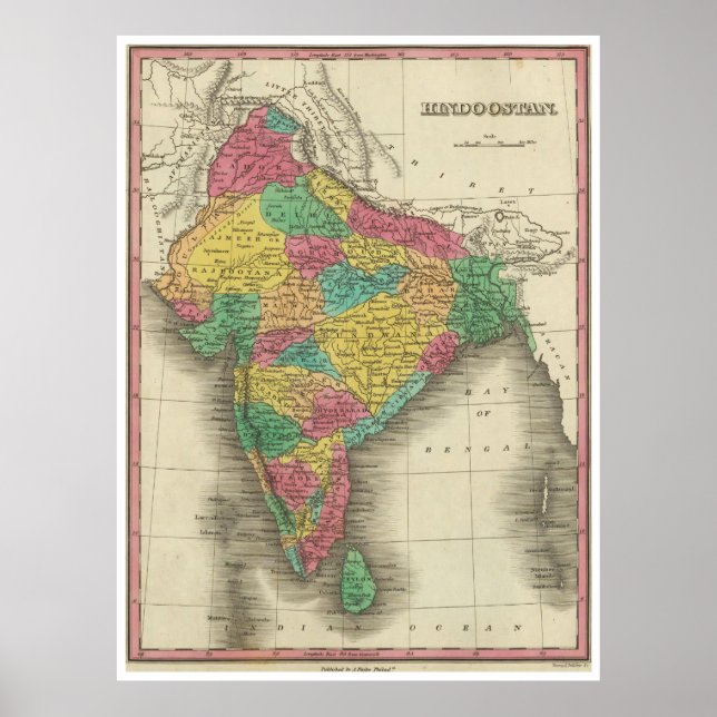 Vintage Map of India (1831) Poster (Front)