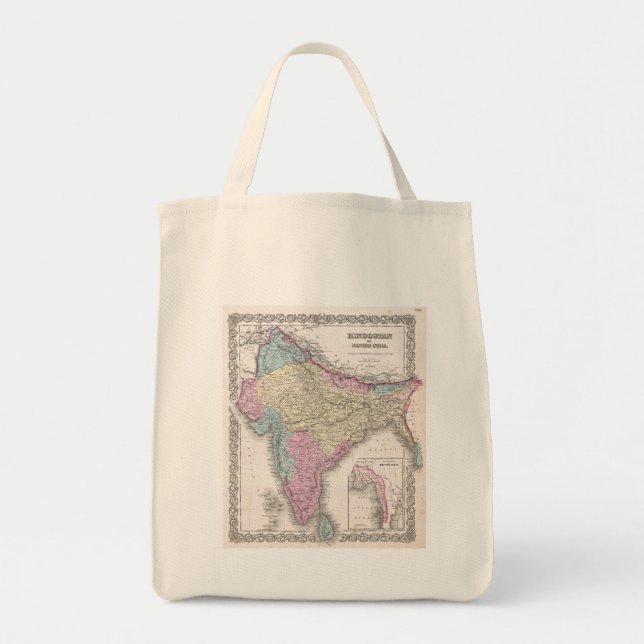 Vintage Map of India (1855) Tote Bag (Front)