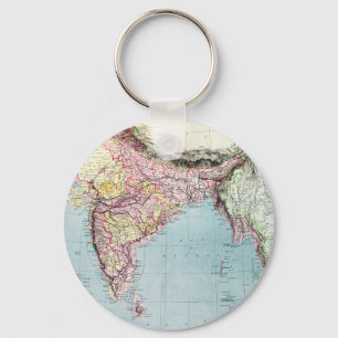 Vintage Map of India   1877 Keychain