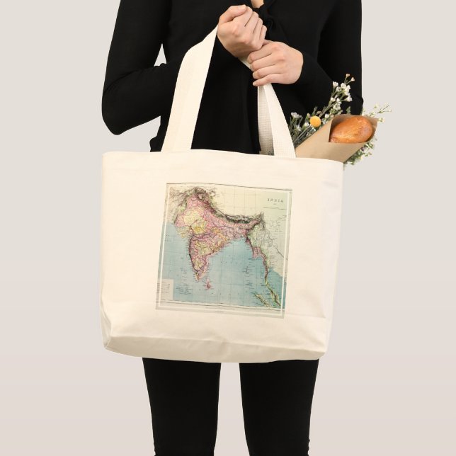 Vintage Map of India | 1877 Large Tote Bag (Front (Product))