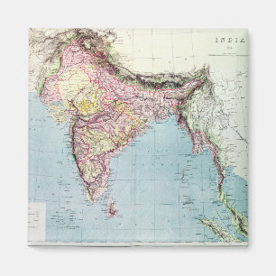 Vintage Map of India 1877 Magnet