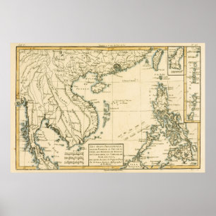 Vintage Map of India    Indian Ocean Poster