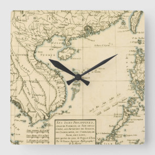 Vintage Map of India    Indian Ocean Square Wall Clock