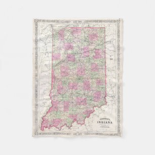 Vintage Map of Indiana (1864) Fleece Blanket