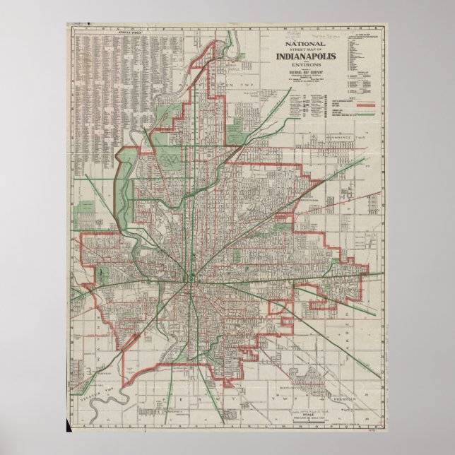 Vintage Map of Indianapolis Indiana (1921) Poster (Front)