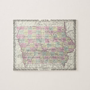 Vintage Map of Iowa (1855) Jigsaw Puzzle