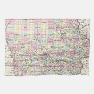 Vintage Map of Iowa (1855) Kitchen Towel