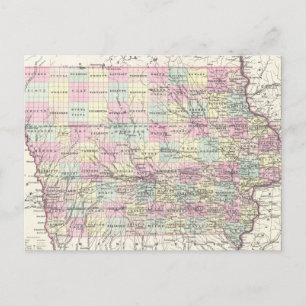 Vintage Map of Iowa (1855) Postcard