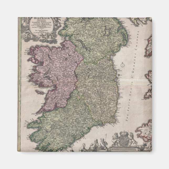 Vintage Map of Ireland (1716) Magnet (Front)