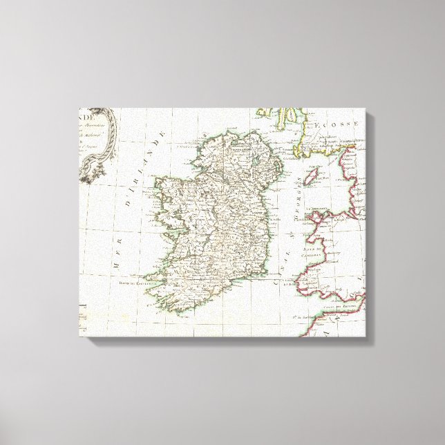 Vintage Map of Ireland (1771) Canvas Print (Front)