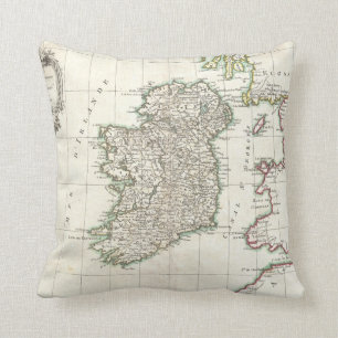 Vintage Map of Ireland (1771) Throw Pillow