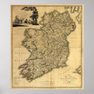 Vintage Map of Ireland (1797) Poster