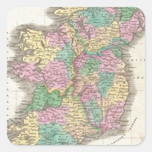 Vintage Map of Ireland (1827) Square Sticker